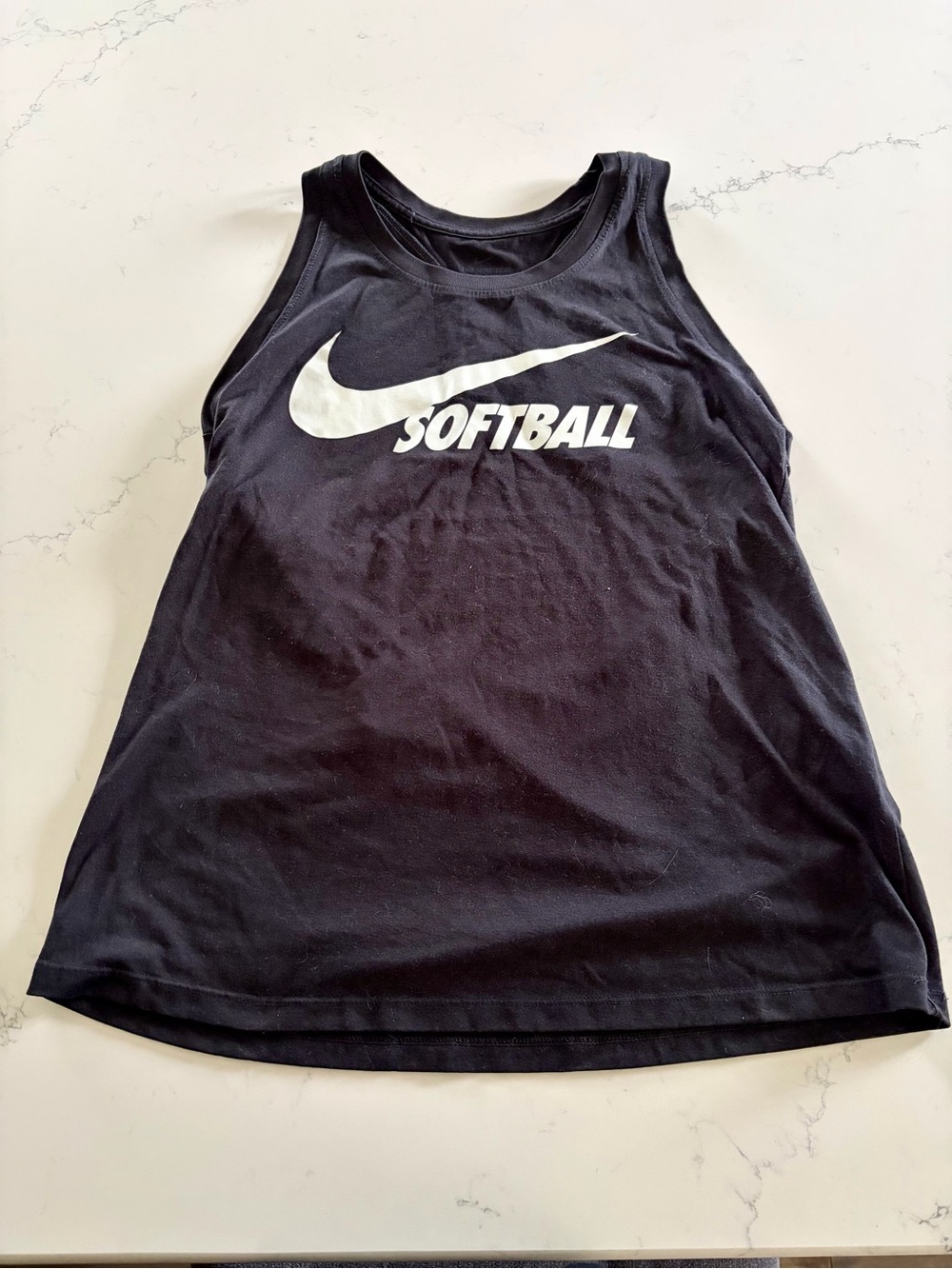 Nike Black Tank Top with White Swoosh & SOFTBALL Graphic - Women’s Medium